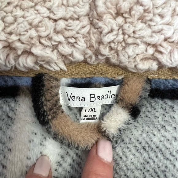 Vera Bradley Plush Fleece Plaid Belted Hooded Robe L/XL. - Picture 7 of 8